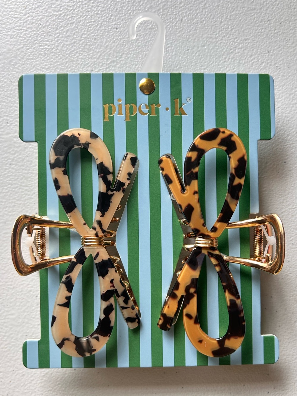 NWT Piper K Acetate Hair Bow Clip Claw Set of 2 Animal Print